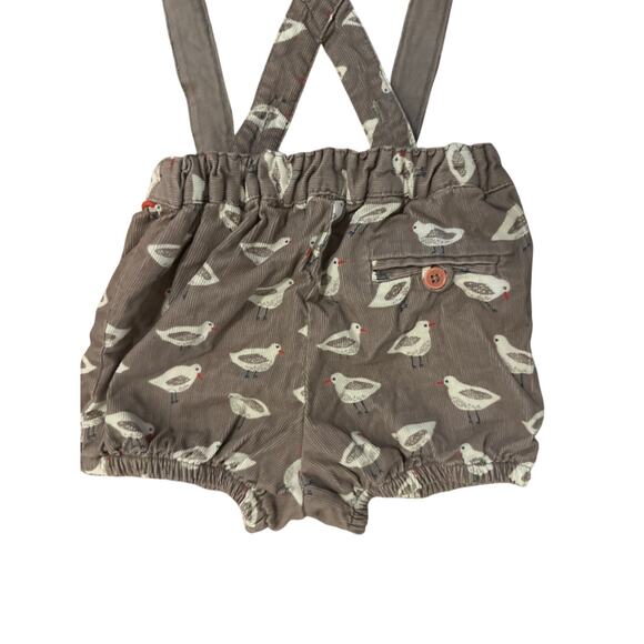 Baby Boden Boy Girl 6-12 Mo Gray Corduroy Seagull Bird Print Overalls Shorts Bib - Picture 5 of 6